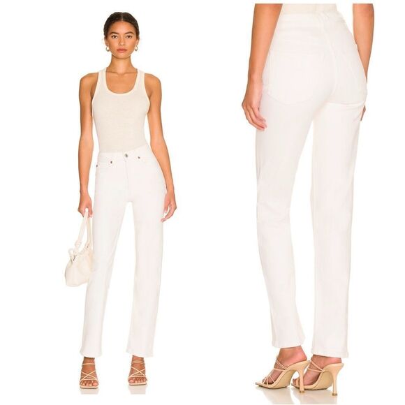 NWT Re/Done 80s Slim Straight Leg jeans in Vintage White - Picture 1 of 8
